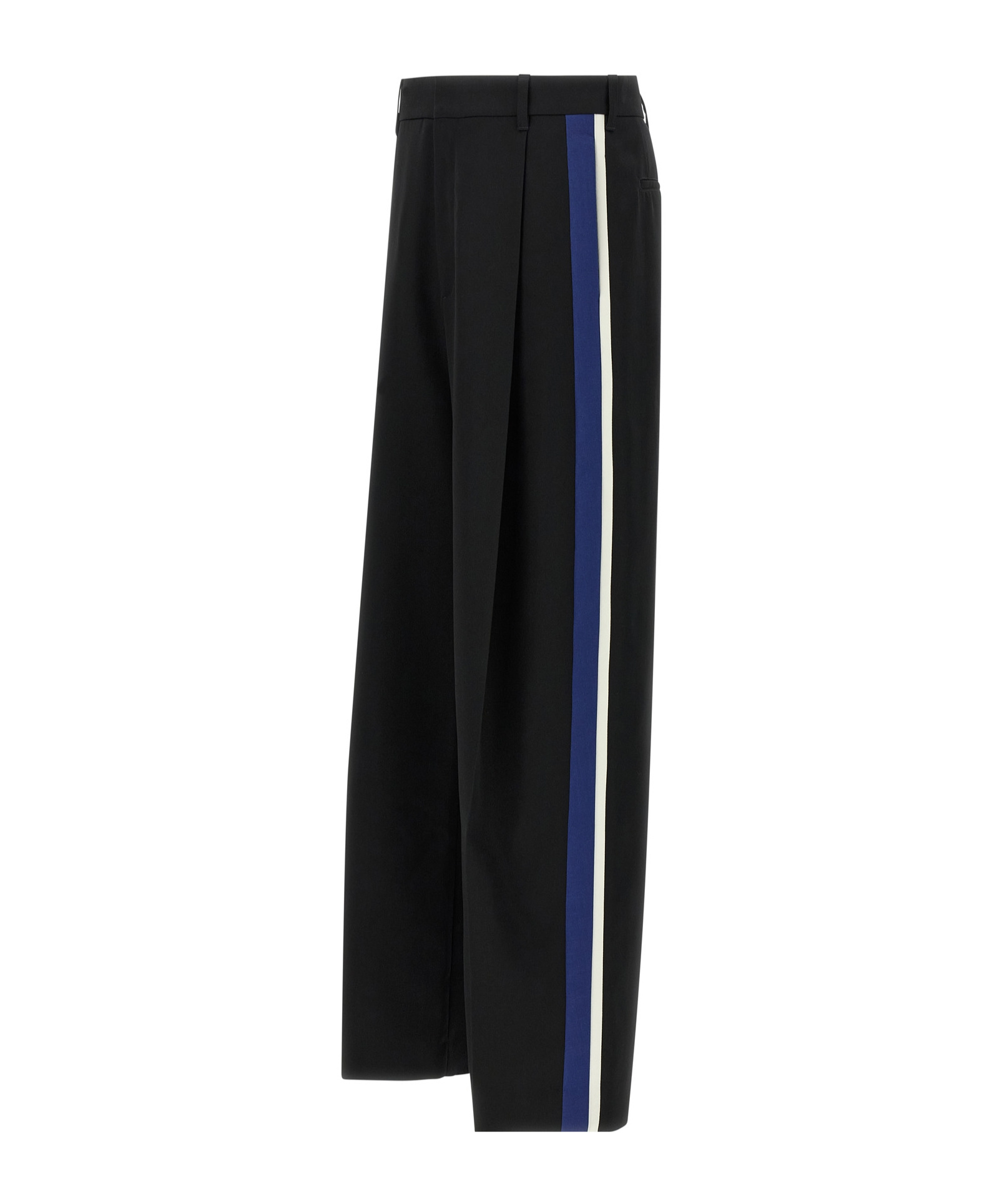 Marni Wool Trousers With Pleated Front And Side Stripe In Black