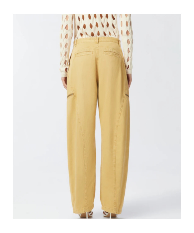 Pinko Wide Cotton Trousers With Zip In Brown