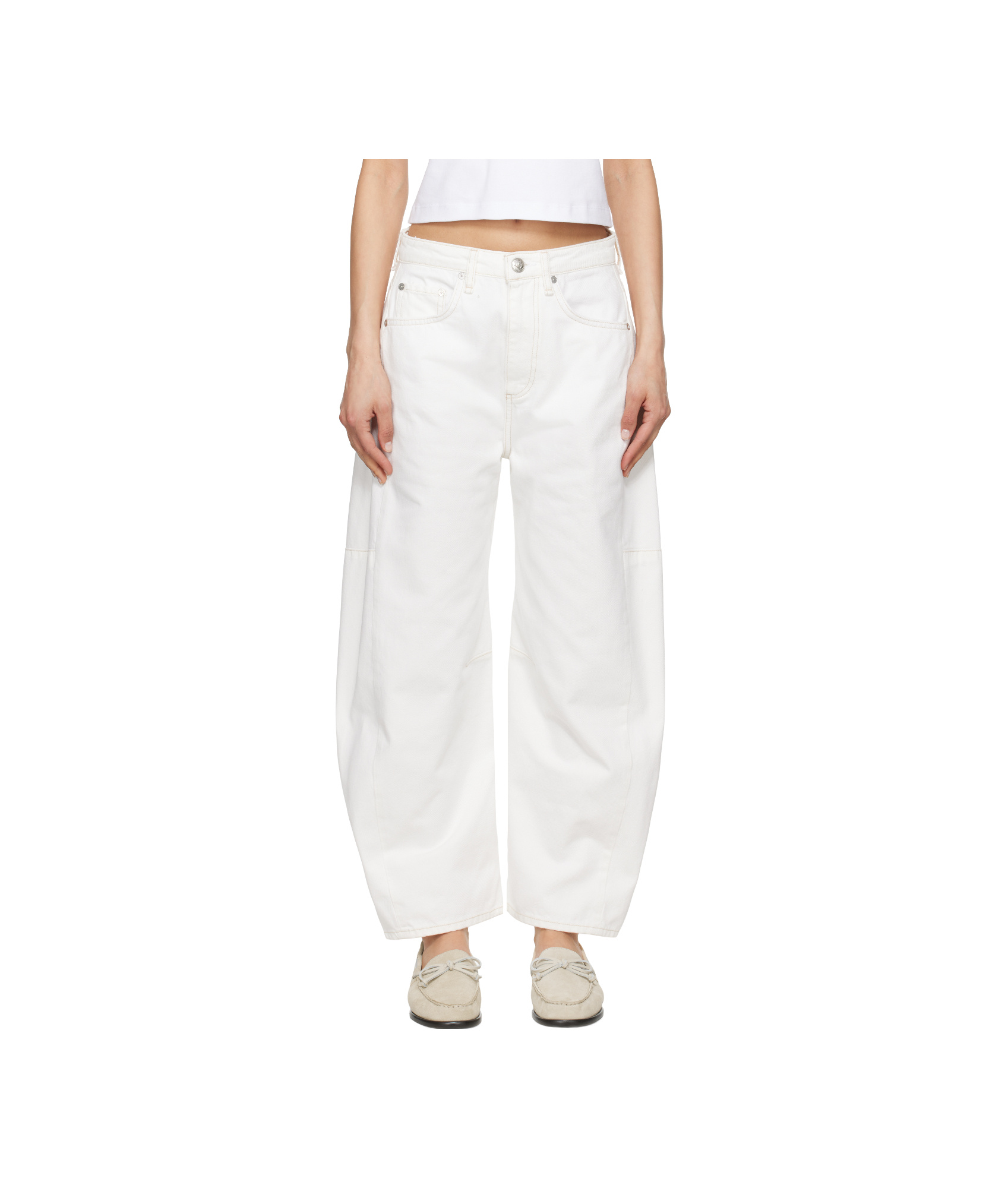 Rag & Bone White Charlie Ankle-length Barrel Jeans