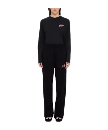 Msgm Logo Embroidered Track Pants In Black