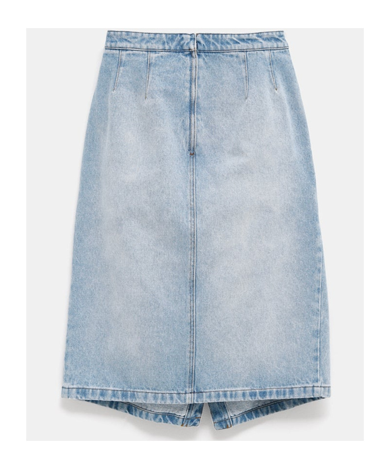 Shop Dries Van Noten Denim Midskirt With Slit Front In Gray