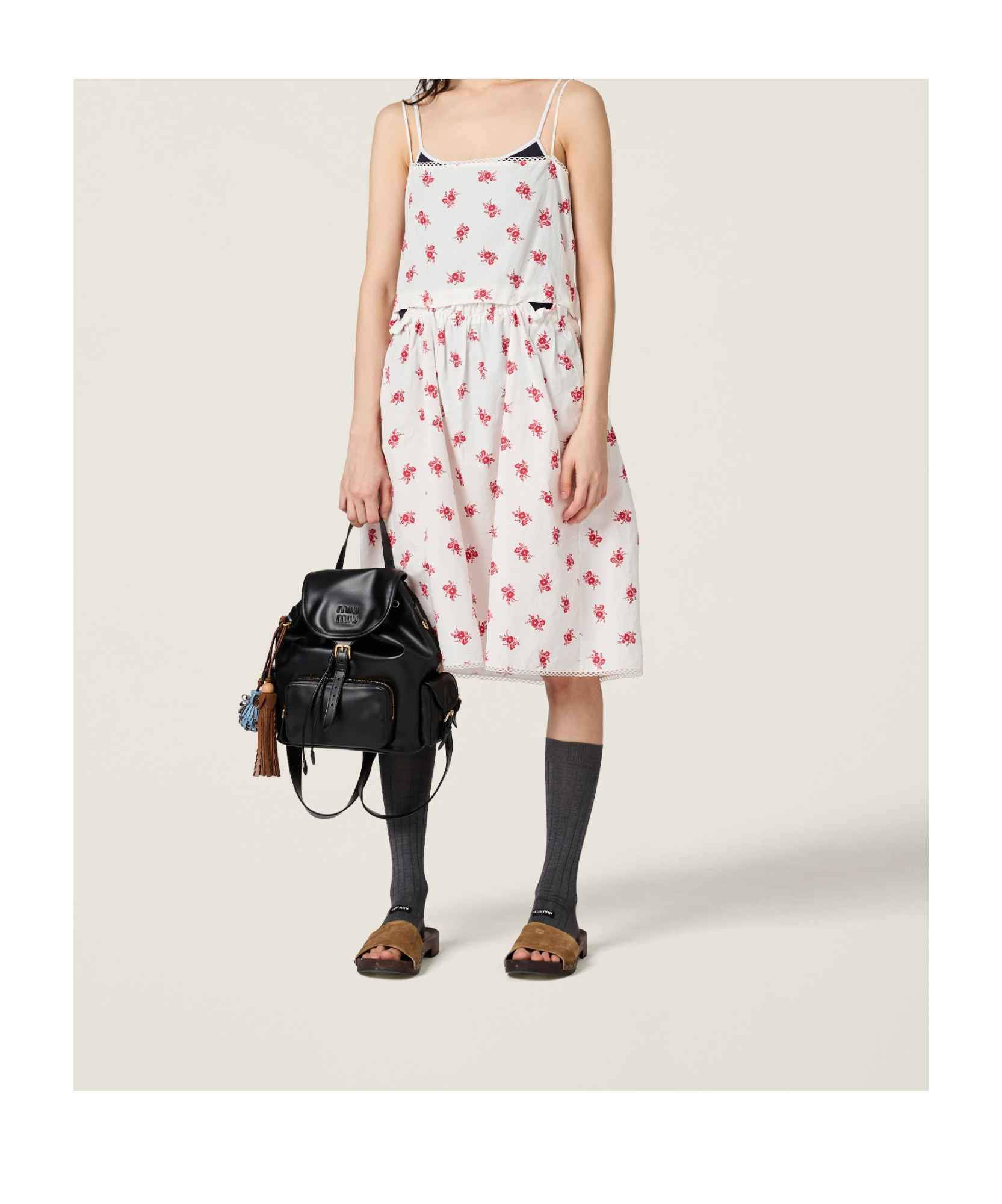 Miu Miu Button-detailed Floral Cotton-linen Midi Dress In Multi