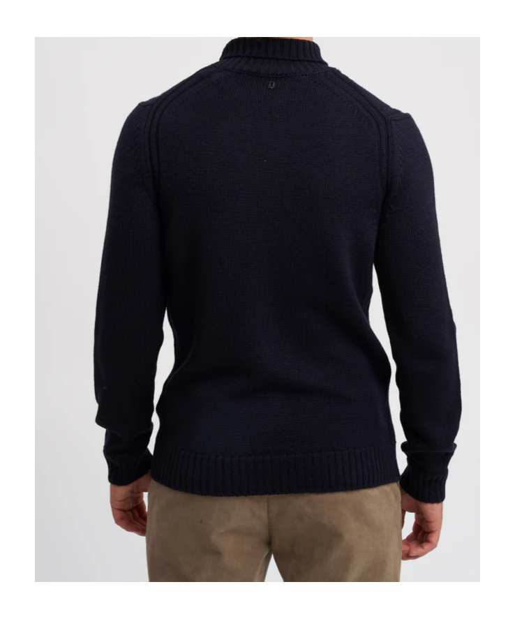Dondup High Ribbed Turtleneck Black Wool Sweater In Black