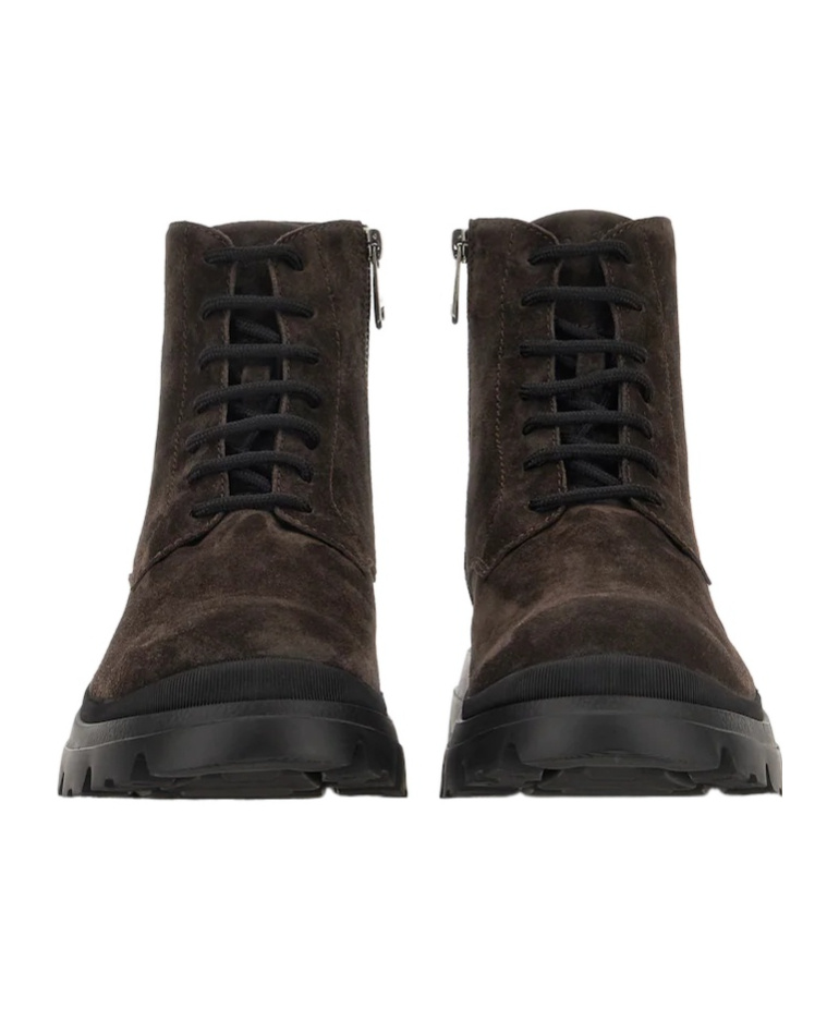 Hogan Chunky Sole Lace-up Suede Ankle Boots In Brown
