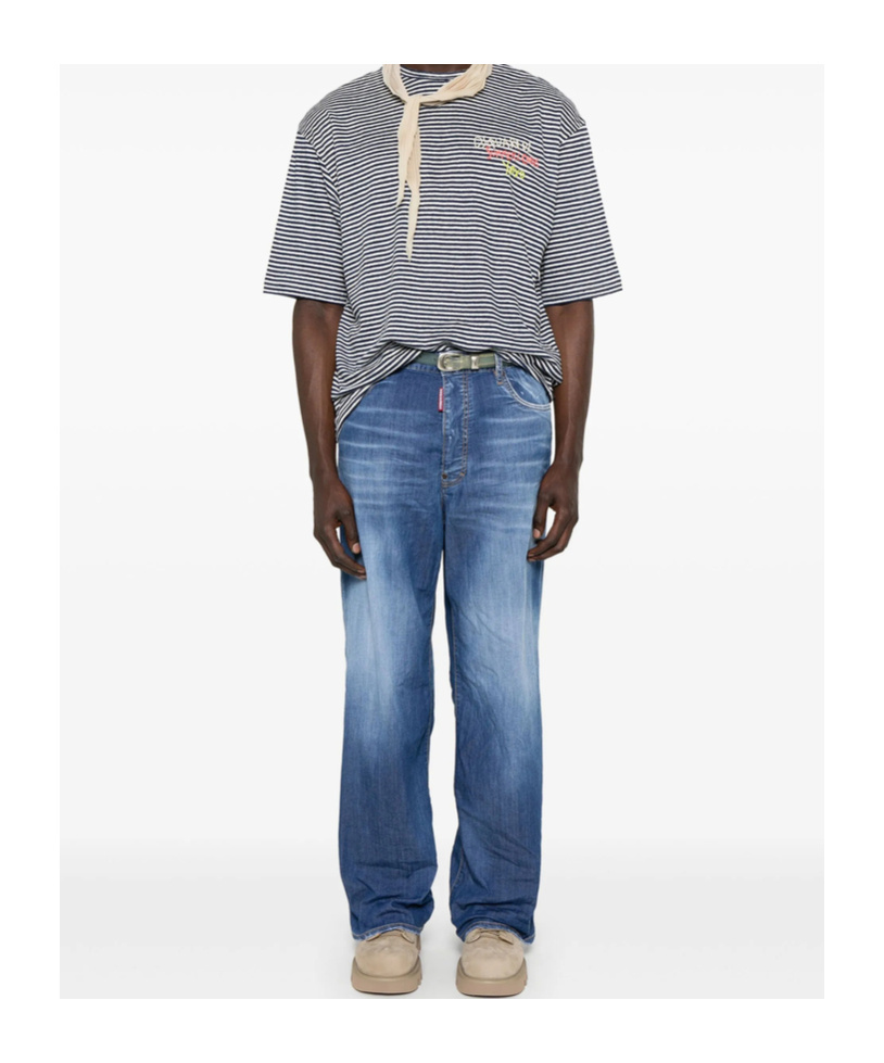 Shop Dsquared2 Logo-embroidered Jeans In Navy Blue
