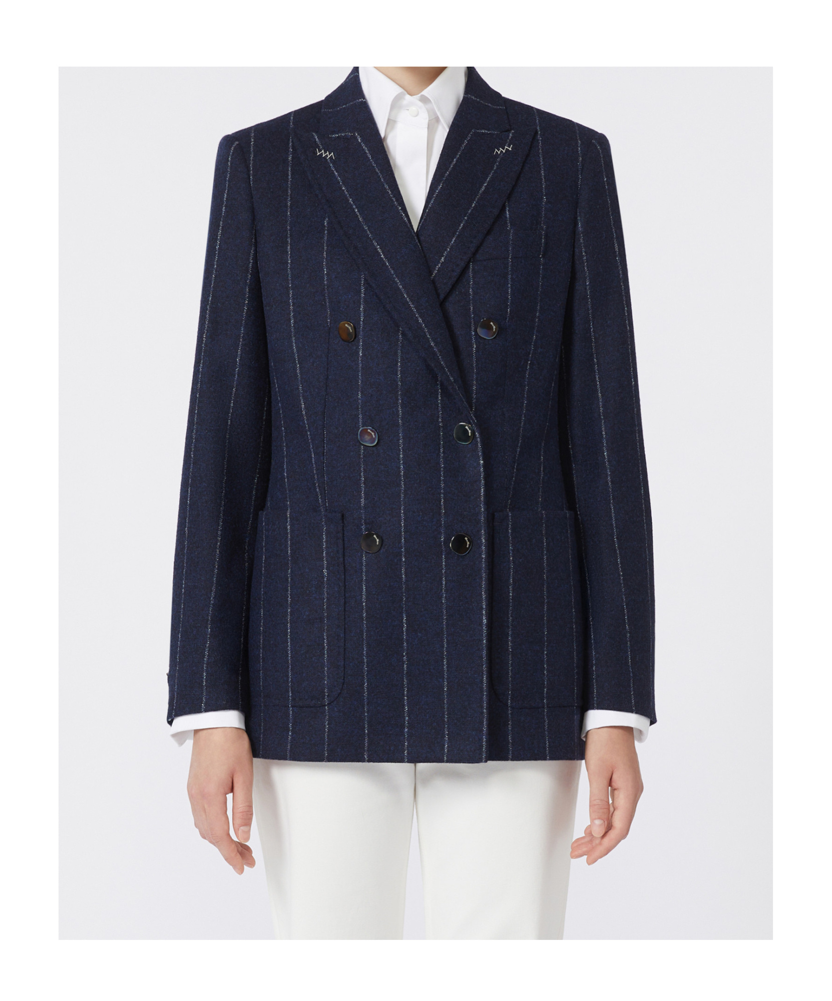 Max Mara Long-sleeved Suit Jacket In Blue
