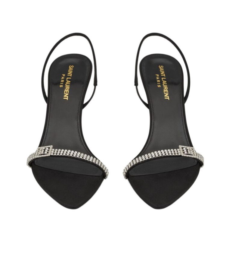 Saint Laurent Rendez-vous Slingback Snadals In Black