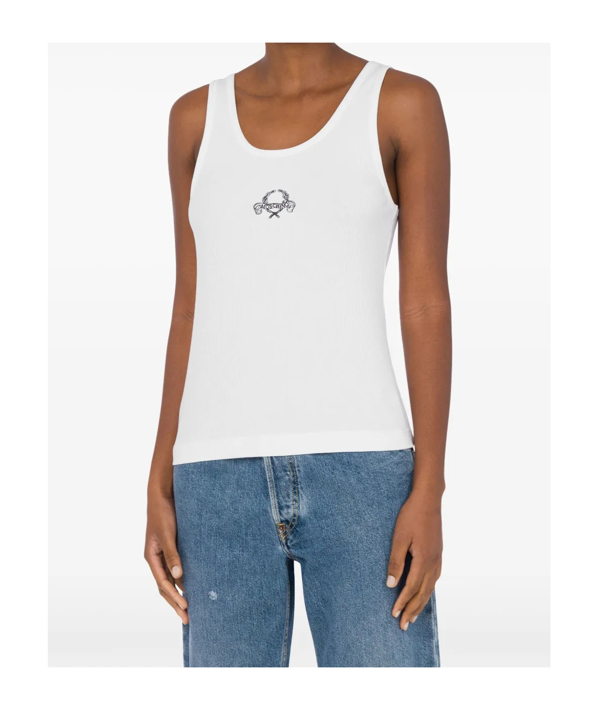 Moschino Logo-embroidered Vest In White