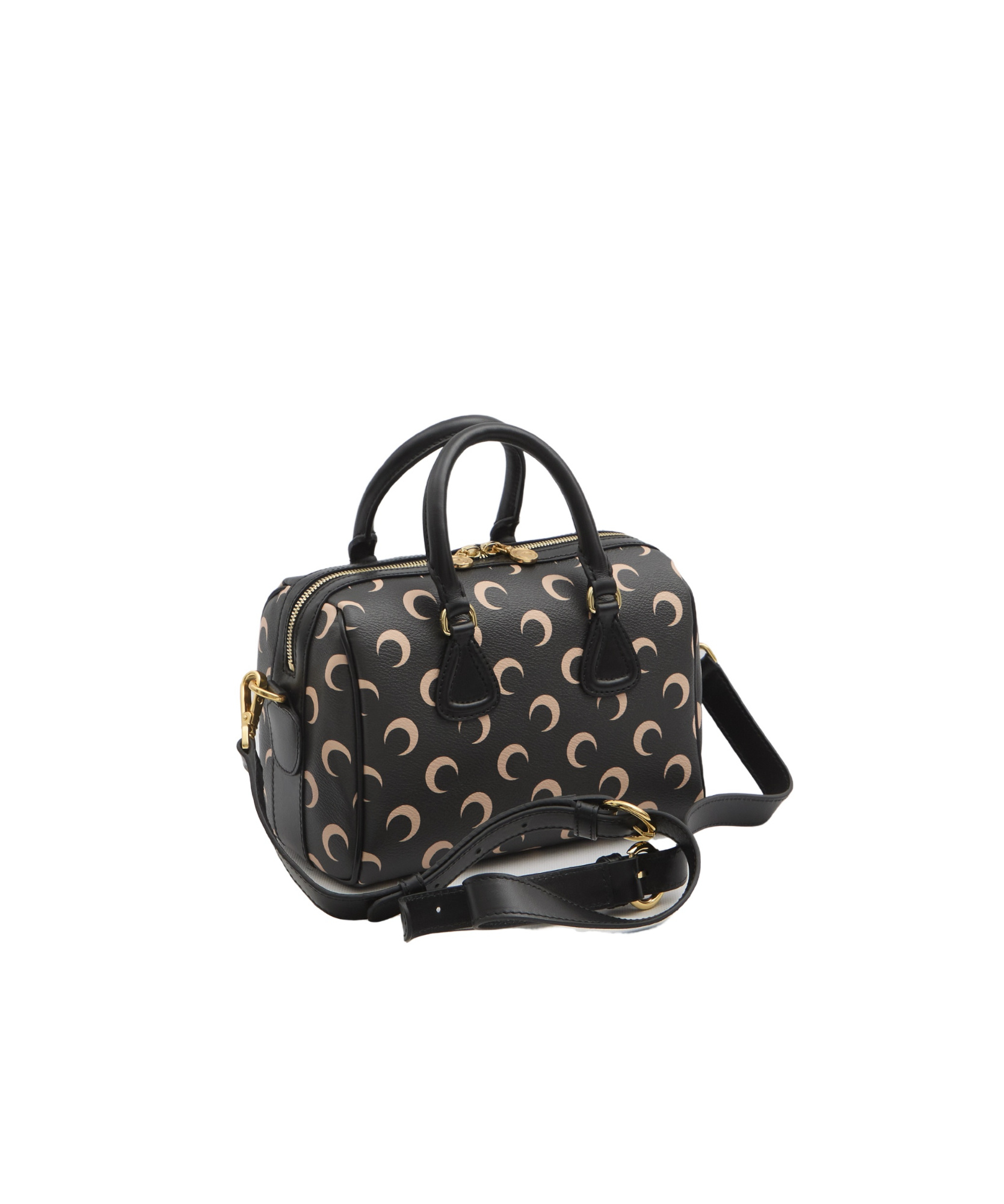 Shop Marine Serre Double Handle Shoulder Bag In Black