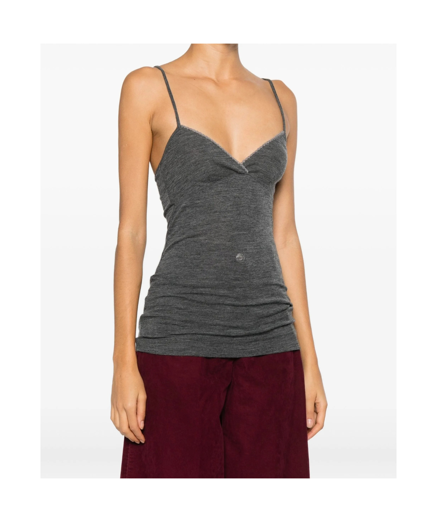 Forte Forte Embroidered Wool Ribbed Jersey Tank Top In Gray