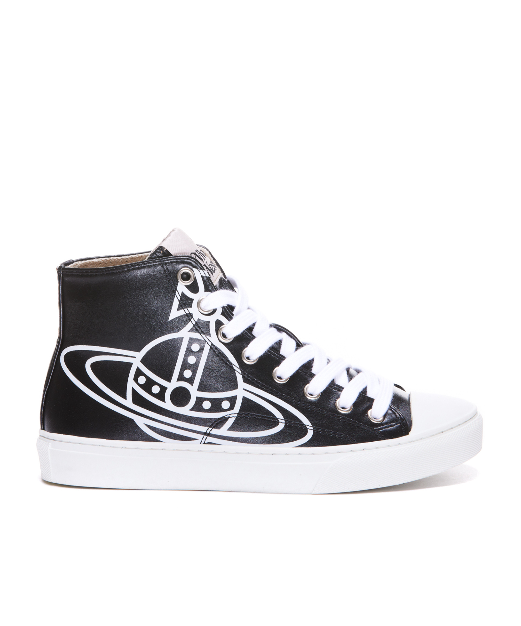 Vivienne Westwood Black Plimsoll High Top Canvas Sneakers In White