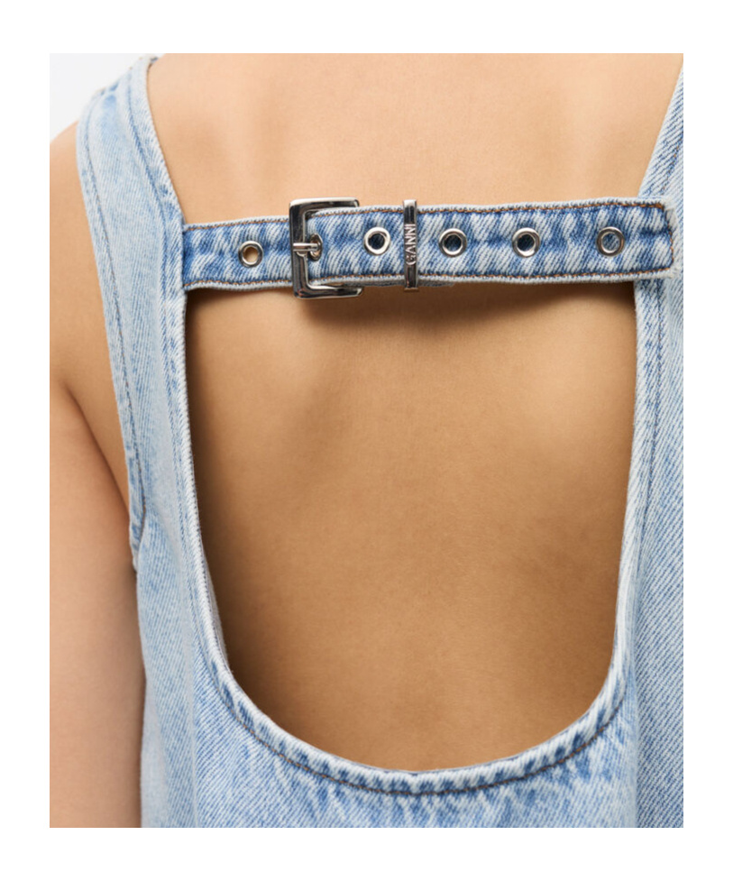 Ganni Ruffle Strap Back Sleeveless Top
