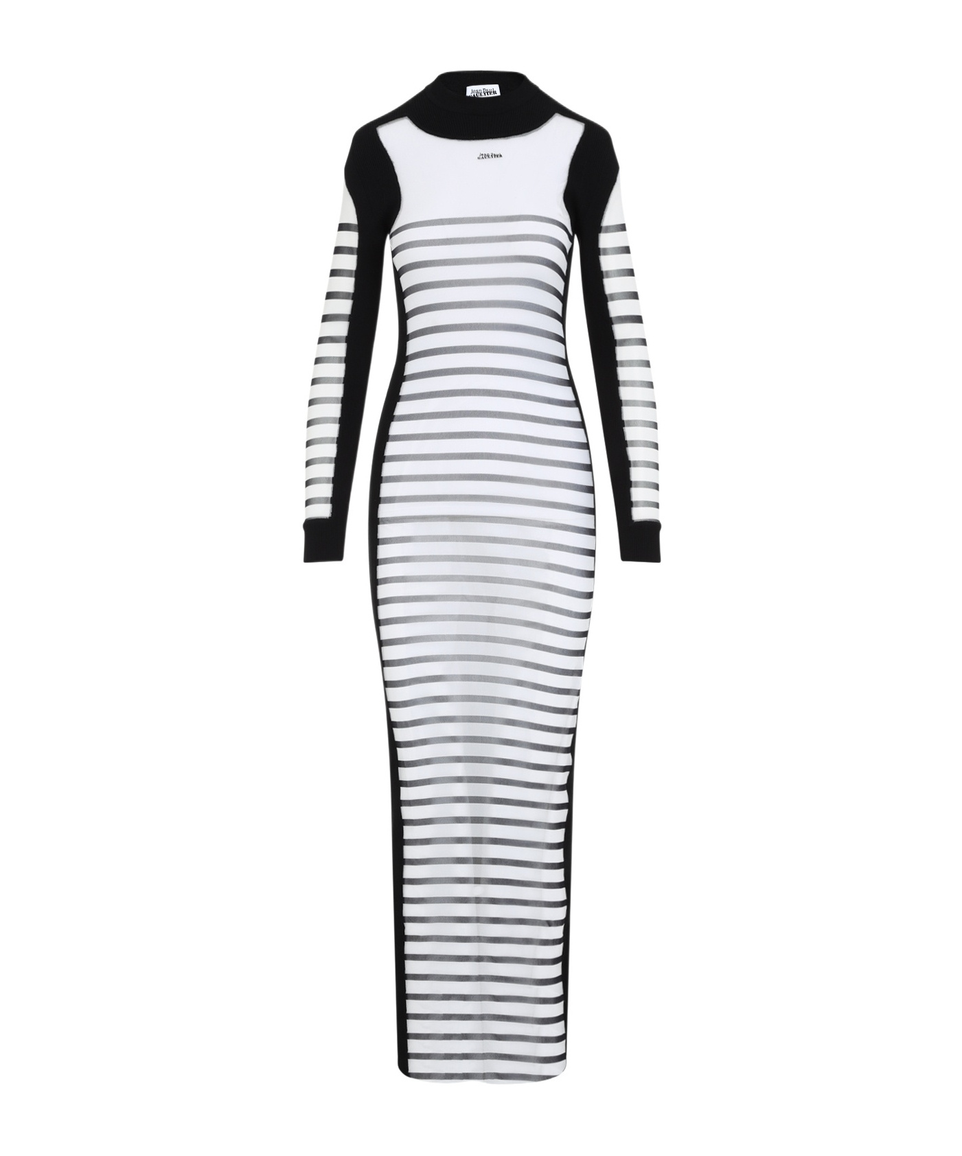 Jean Paul Gaultier Mix Mesh And Knit Long Sleeves Dress Printed Mariniere In White