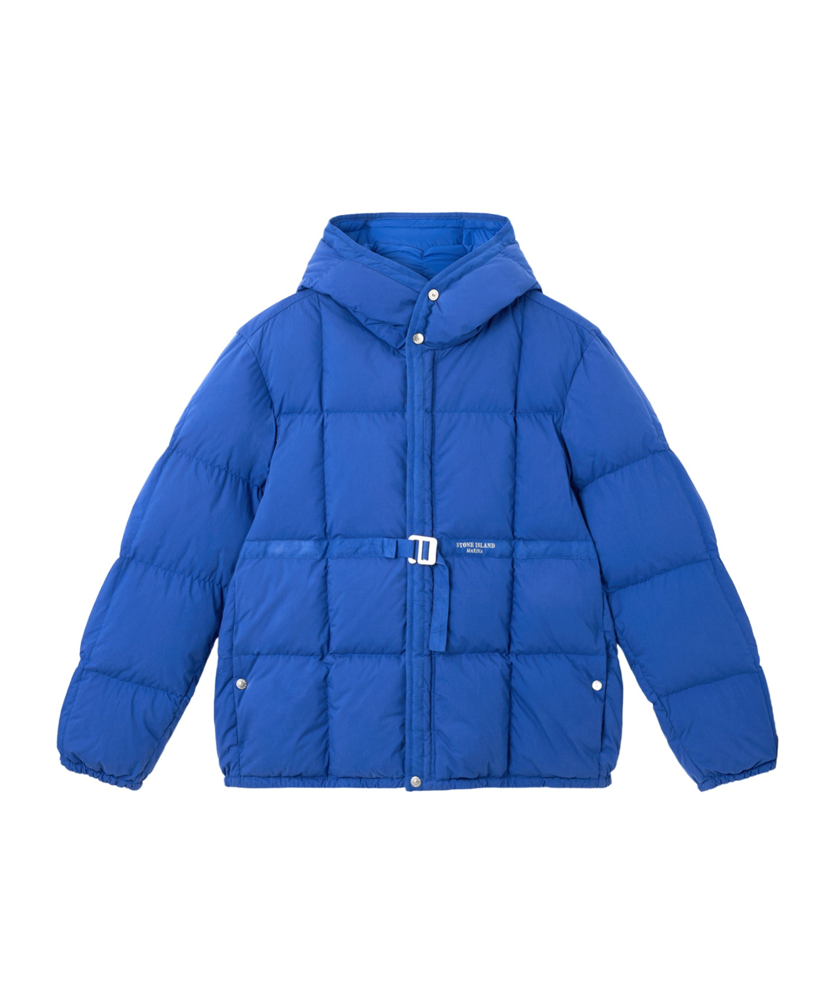 Stone Island Hooded Down Jacket With Anti-drop And Snap Pockets In Blue