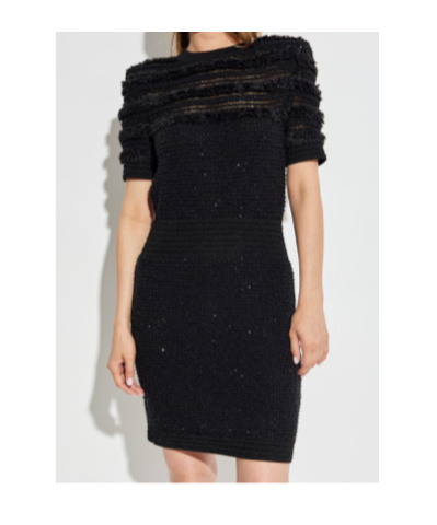 Balmain Shimmering Sequins Mini Dress In Black