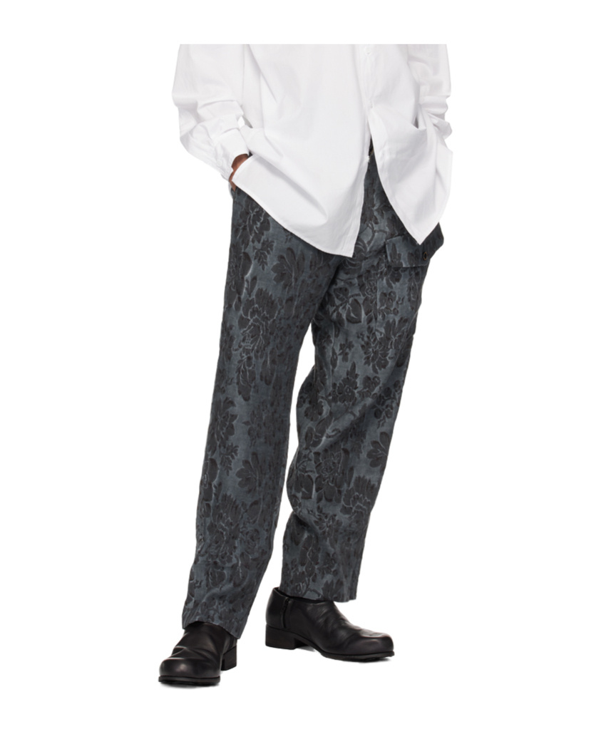 Uma Wang Floral Jacquard Pattern Track Pants In Gray