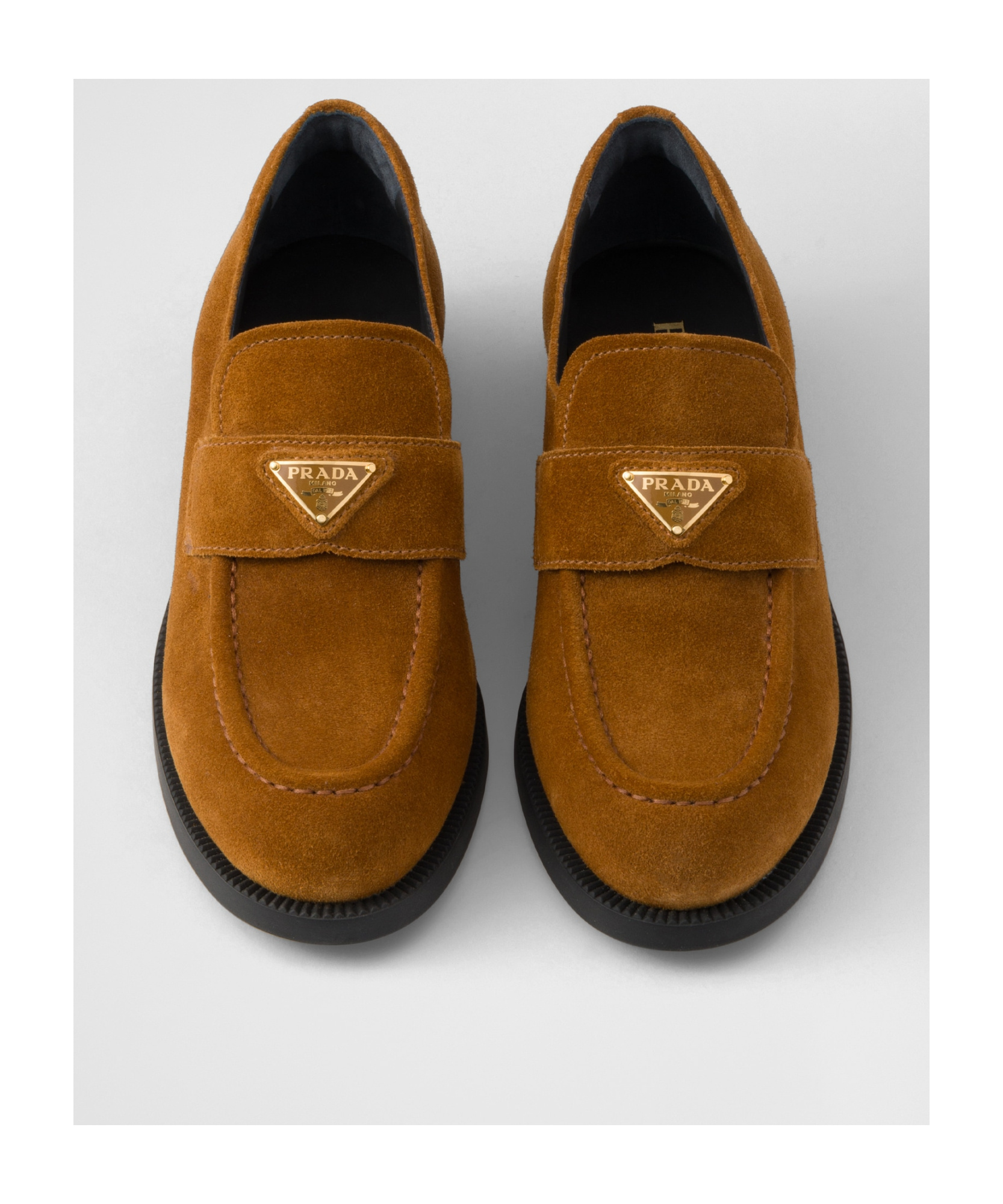Prada Buckle Detail Round Toe Suede Loafers In Animal Print