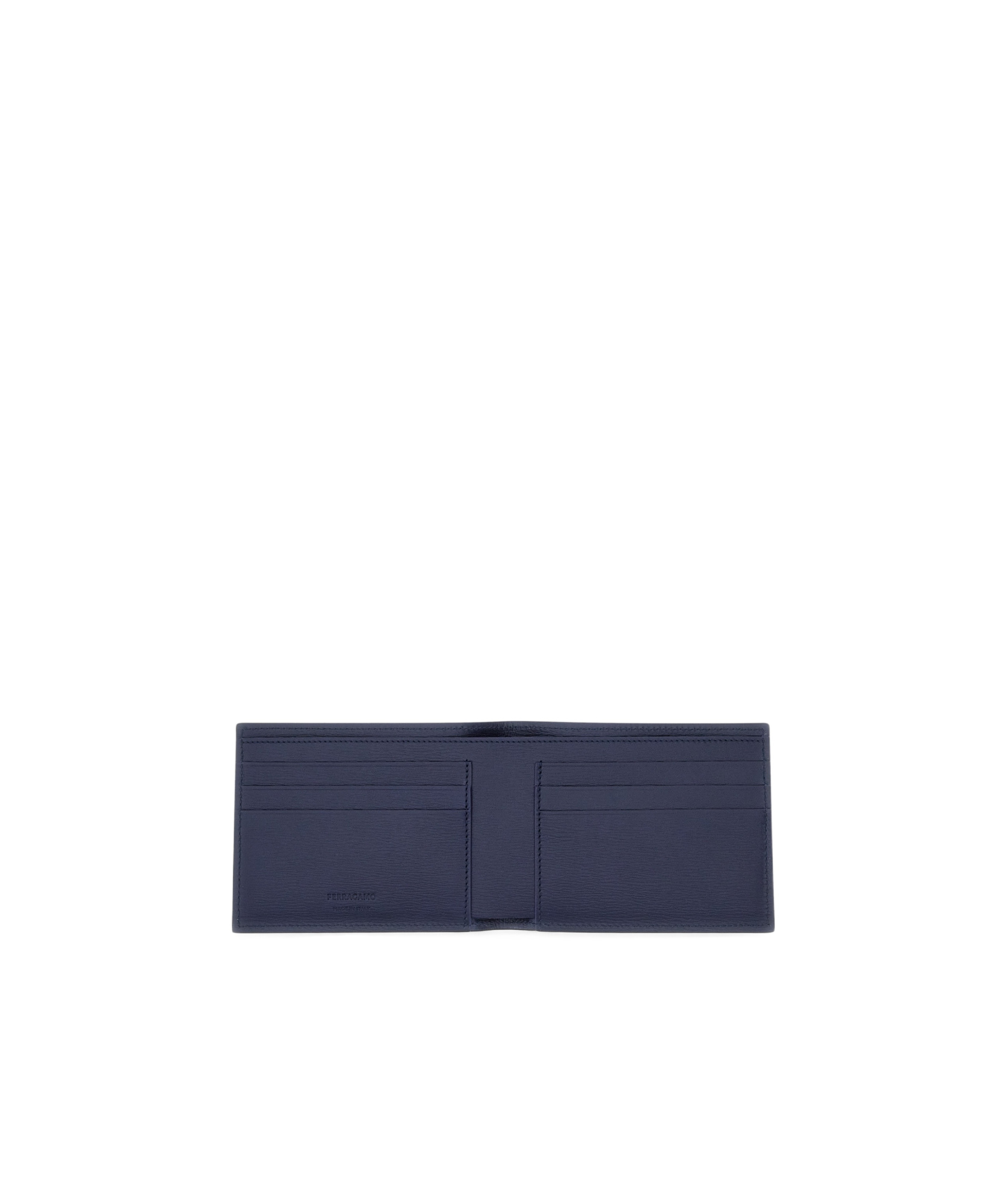 Ferragamo Logo Bi-fold Leather Wallet In Midnight Blue