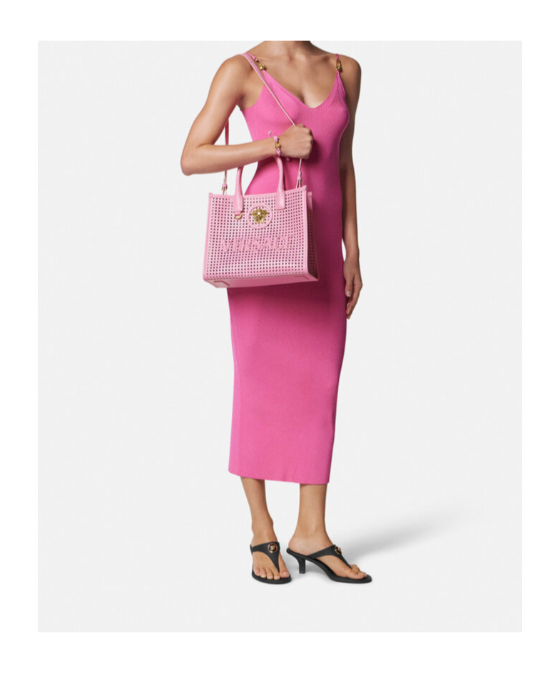 Versace Small La Medusa Laser-cut Tote Bag In Pink