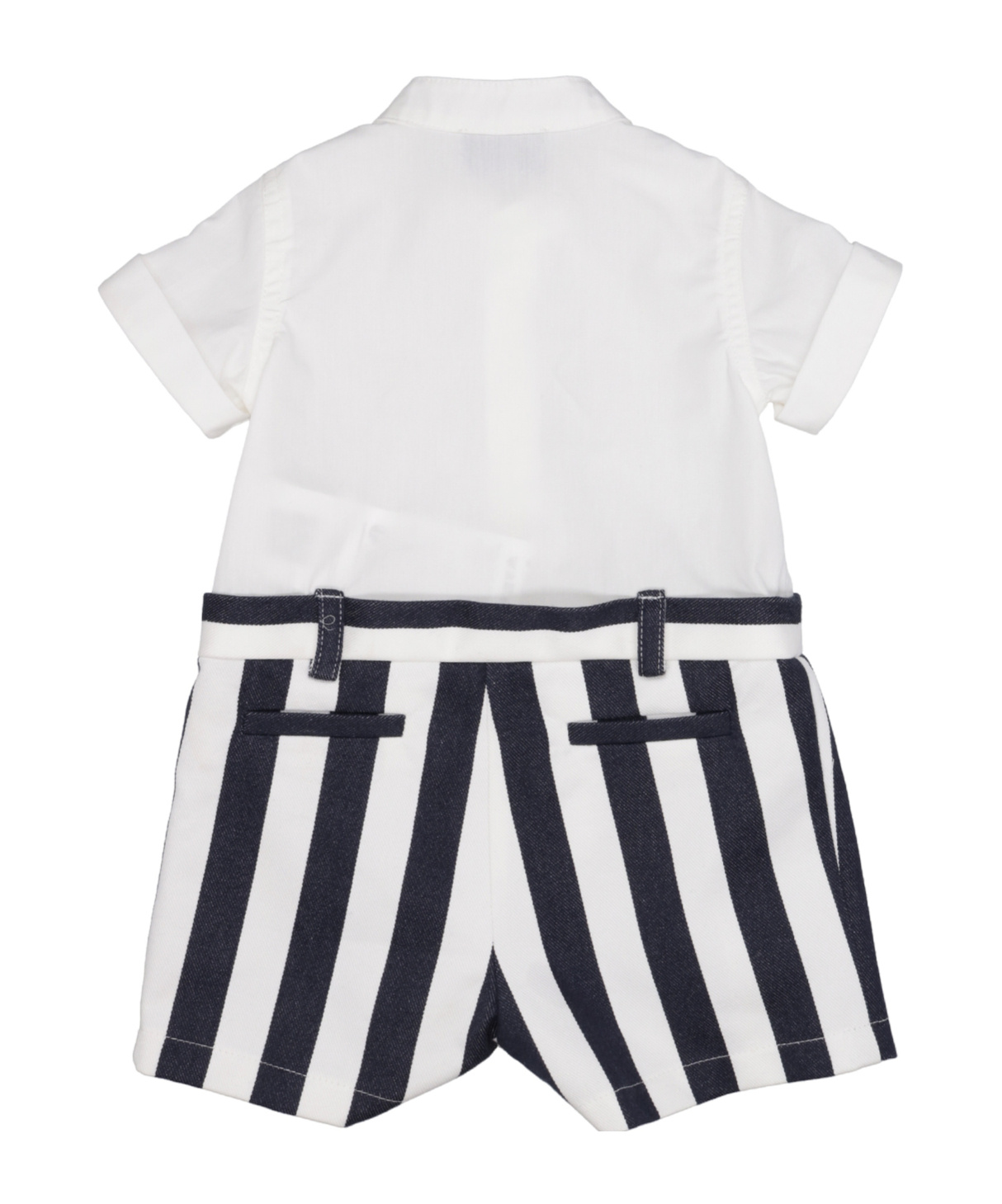 Fay Striped-panel Romper In White