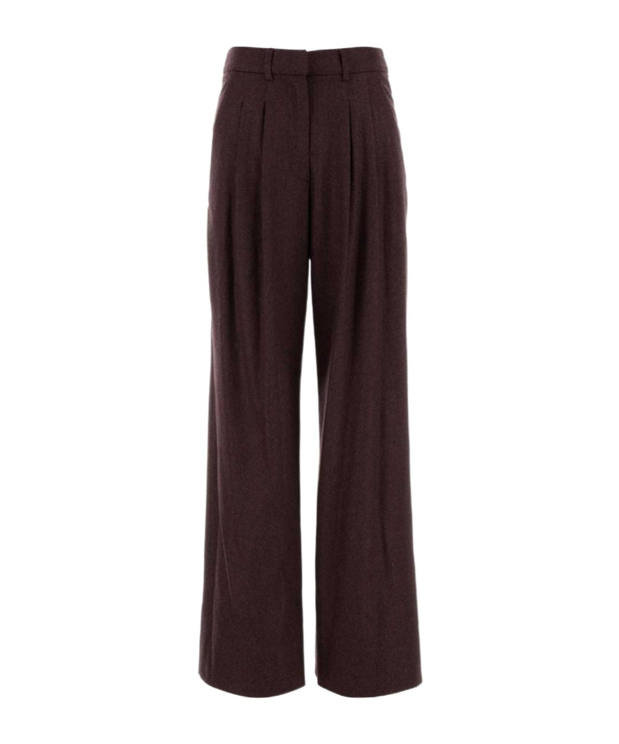 Pt Torino Grape Stretch Wool Blend Wide-leg Pant In Brown