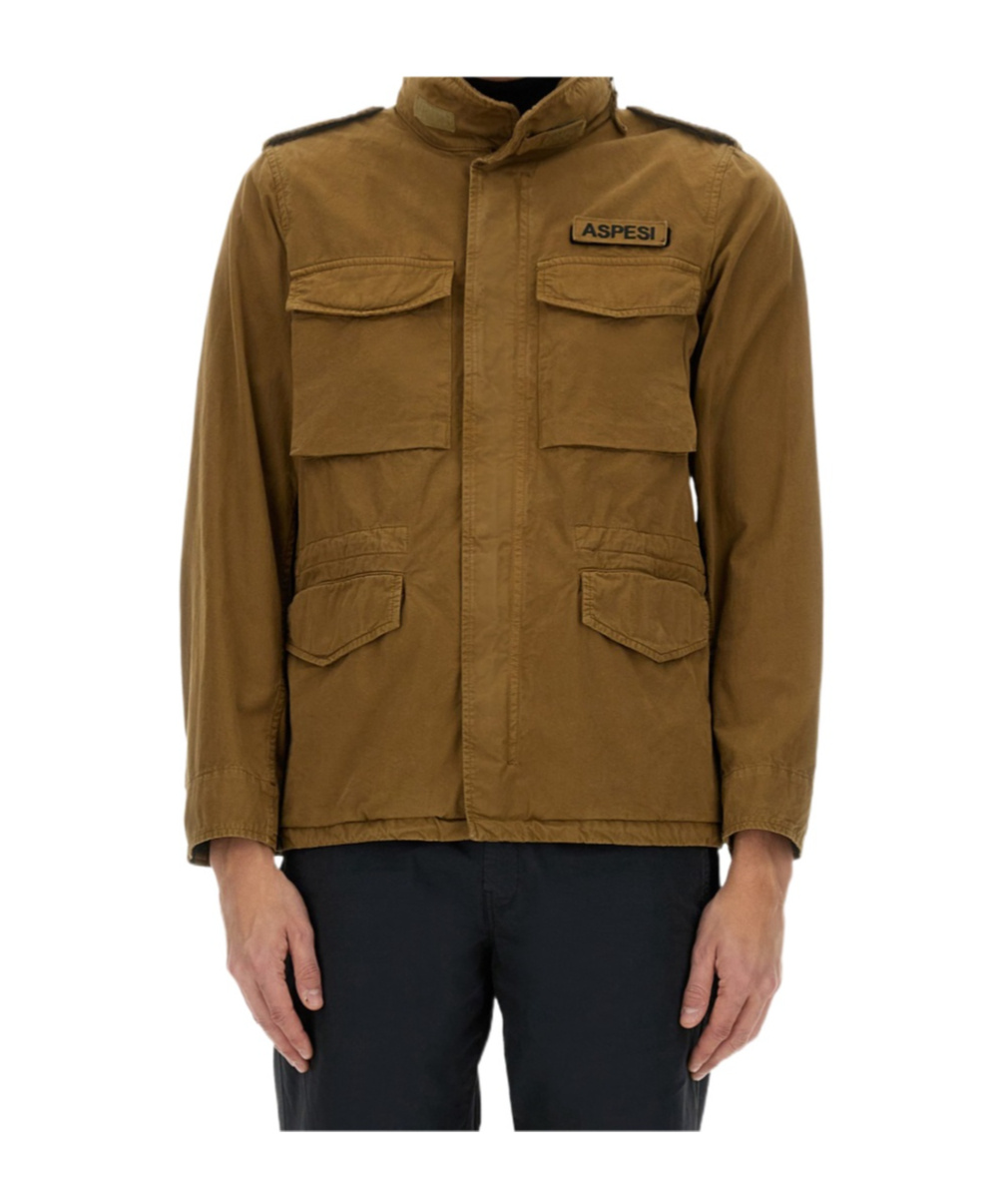 Aspesi Men's Jacket With Logo In Brown