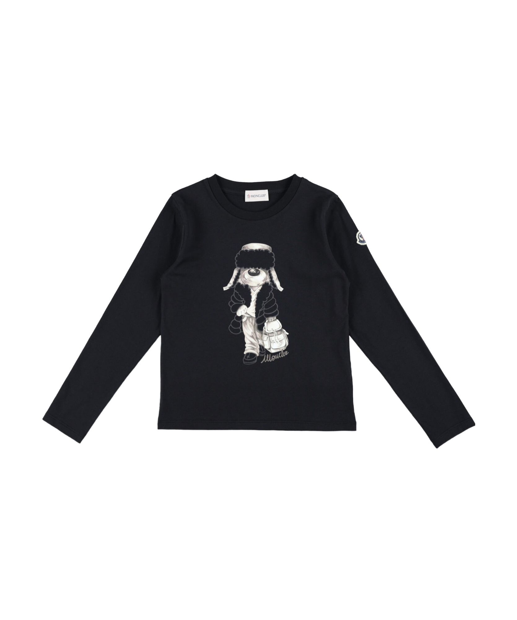 Moncler Dog-print Long-sleeves T-shirt In Black