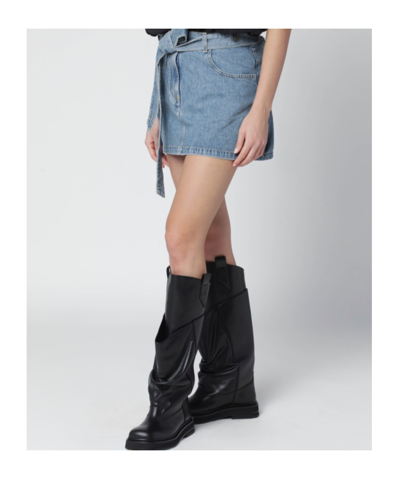 Attico Denim Mini Skirt In Blue