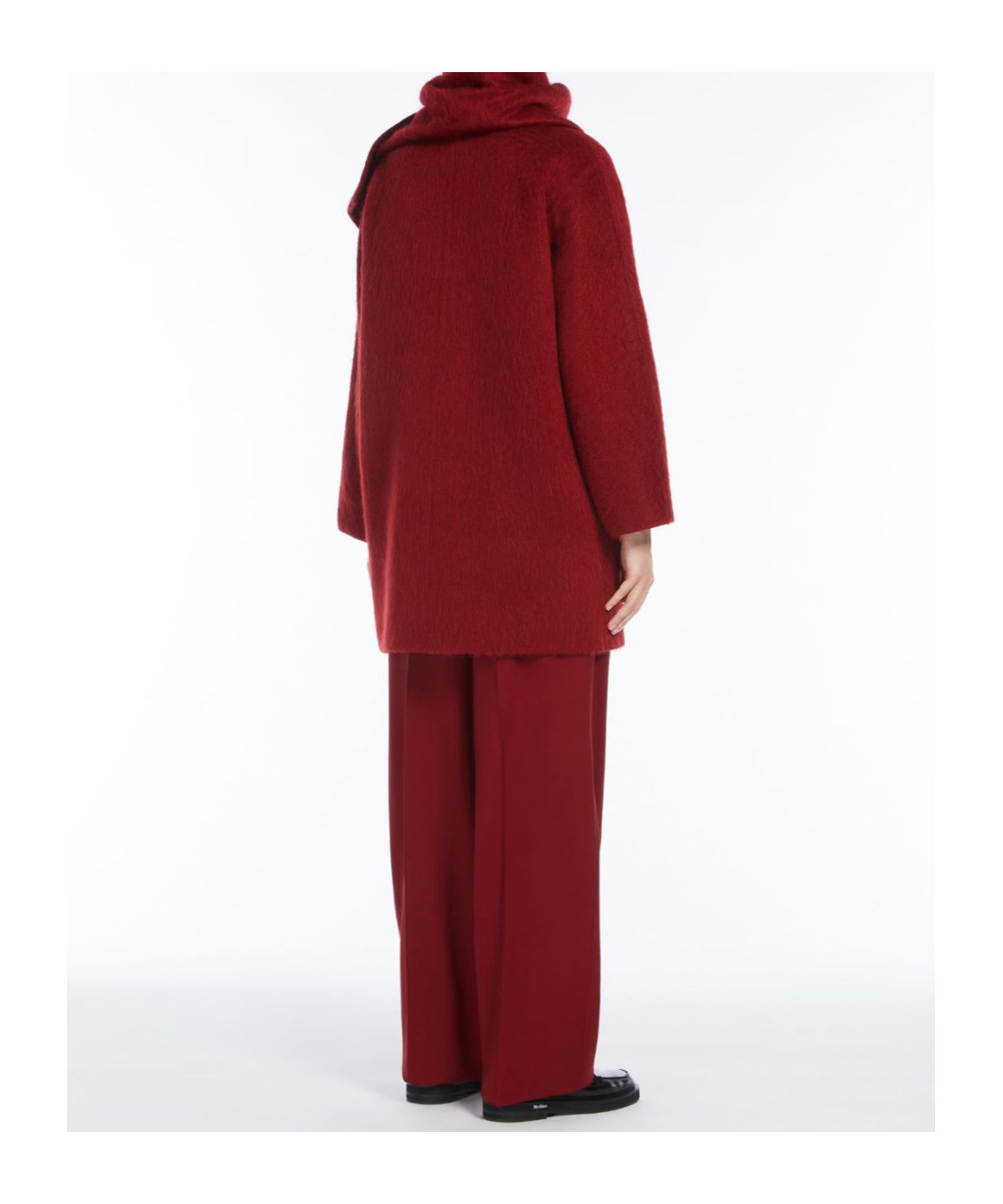 Max Mara Alpaca Wool And Wool Paired With A Scarf In Red