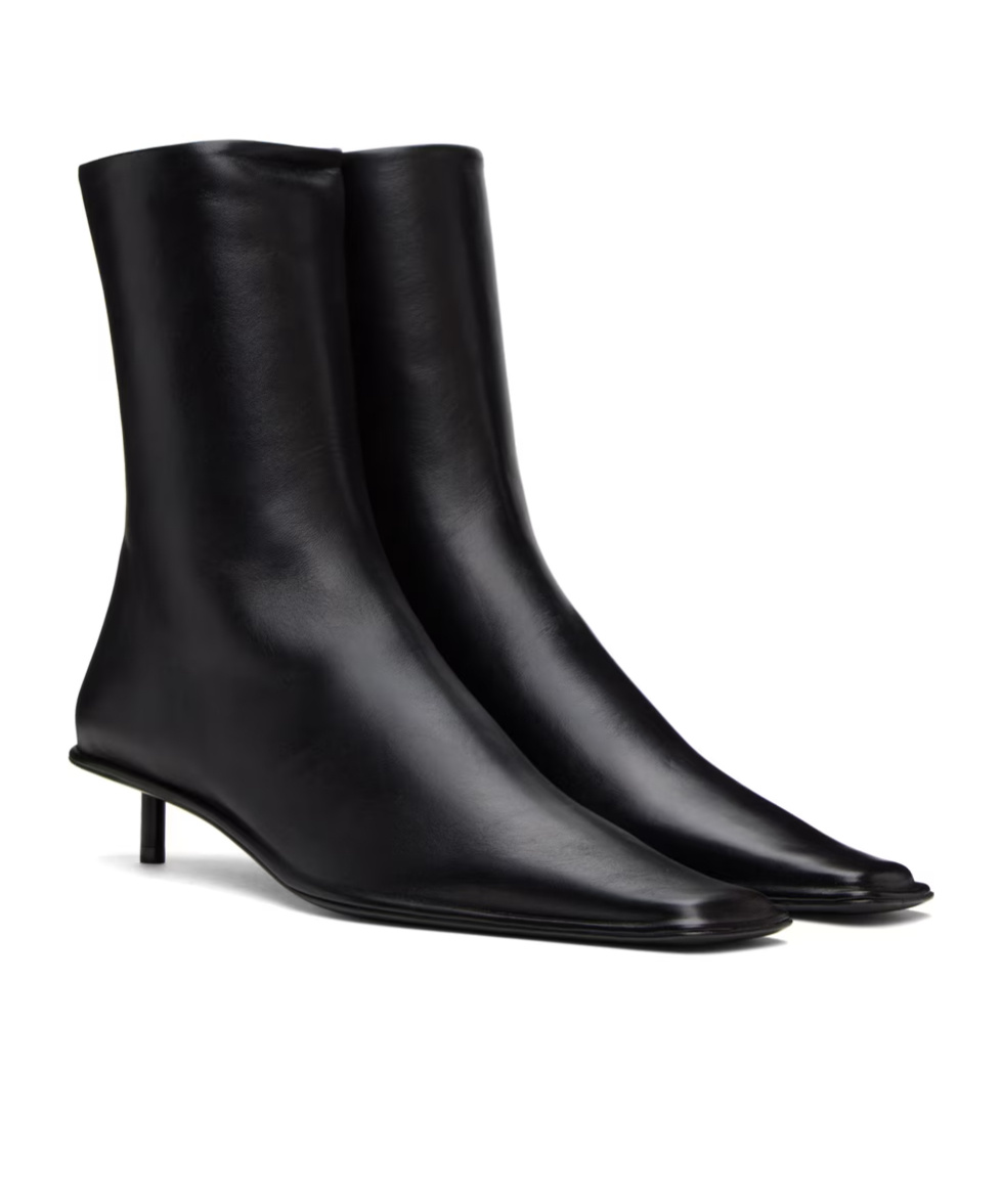 Jil Sander Black Square Toe Boots In Black