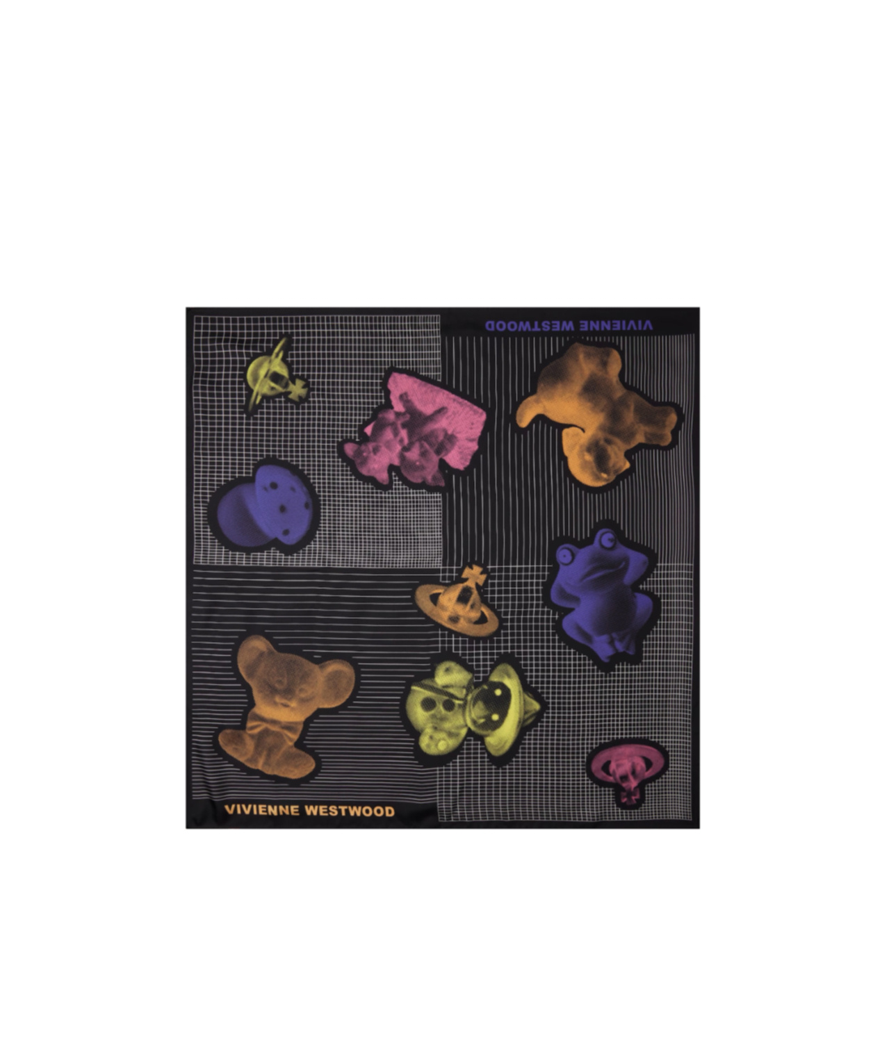 Vivienne Westwood Figurine Square Scarf In Black