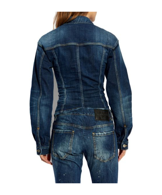 Dsquared2 Stretch Denim Bustier Jacket In Blue