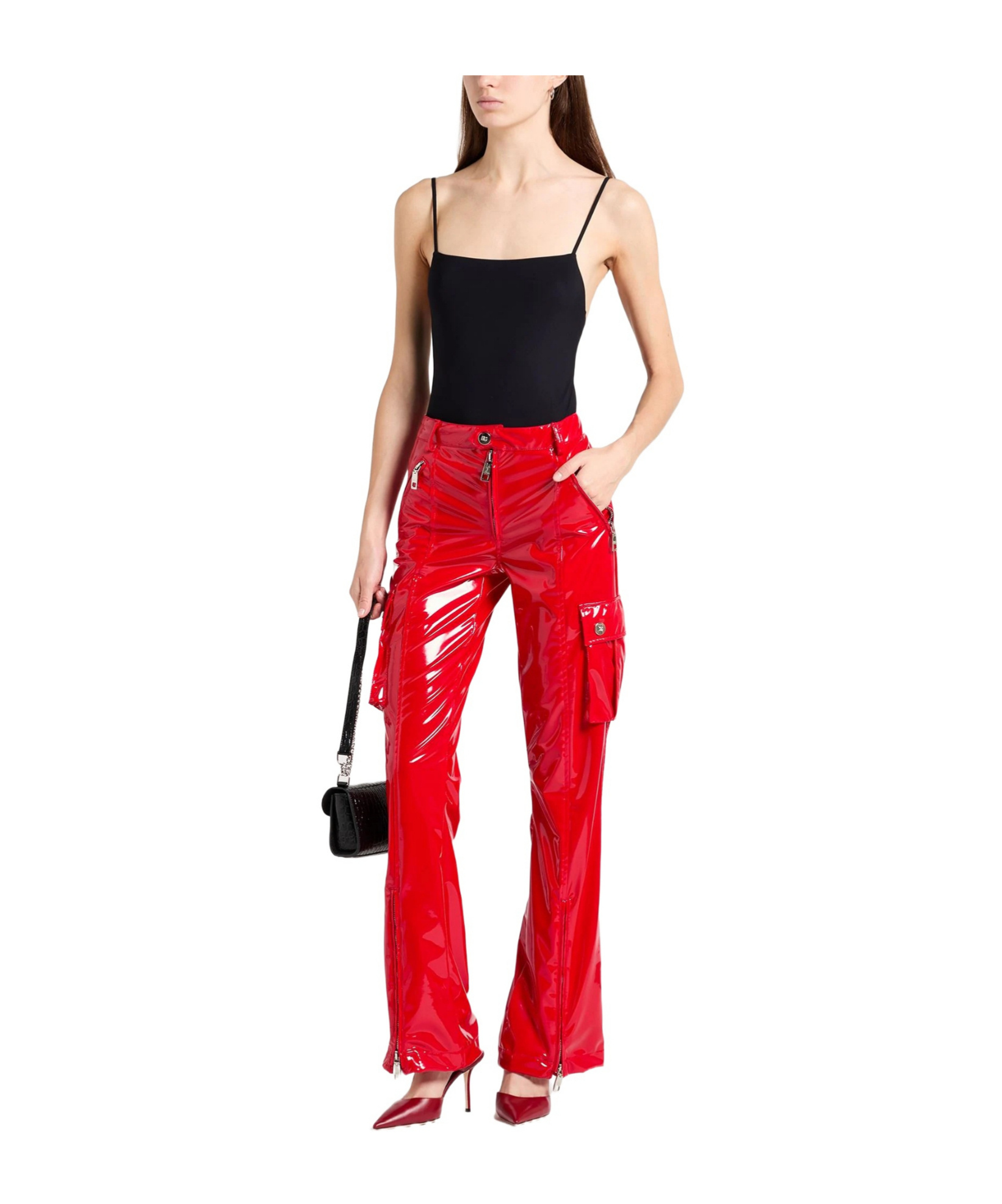 Dolce & Gabbana Solid Color Cargo Pants In Red