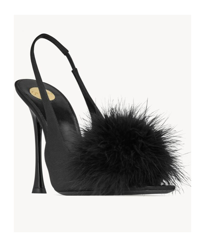 Saint Laurent Lydia Slingback Sandal In Black