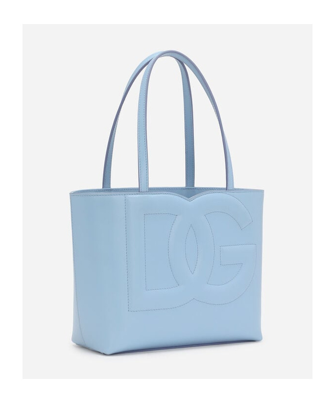 Dolce & Gabbana Small Dg Logo Leather Tote Bag In Blue