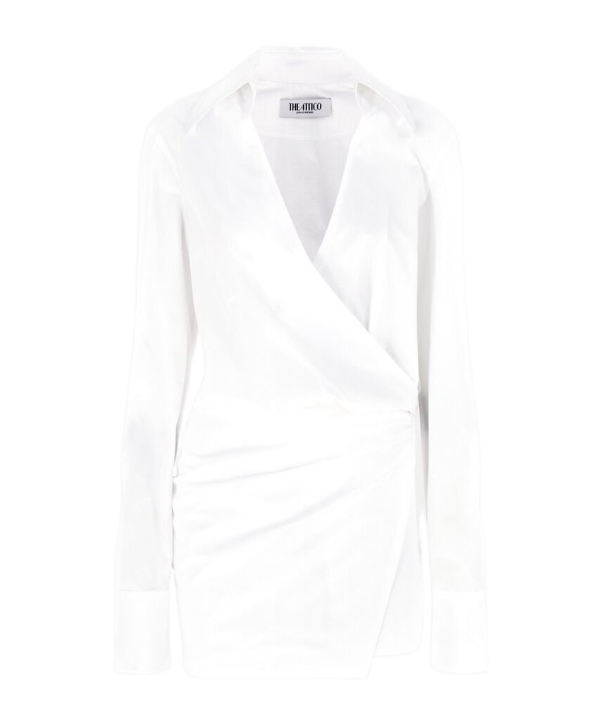 Attico Mini Wrap Chemisier Dress With In White
