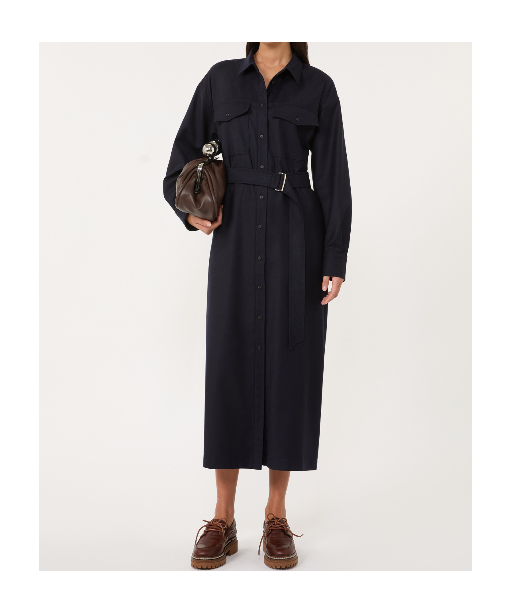 Weekend Max Mara Wool Flannel Dress In Blue