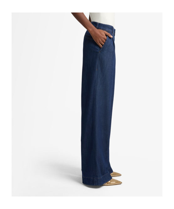 7 For All Mankind Weightless Denim Pleated Trouser In Blue
