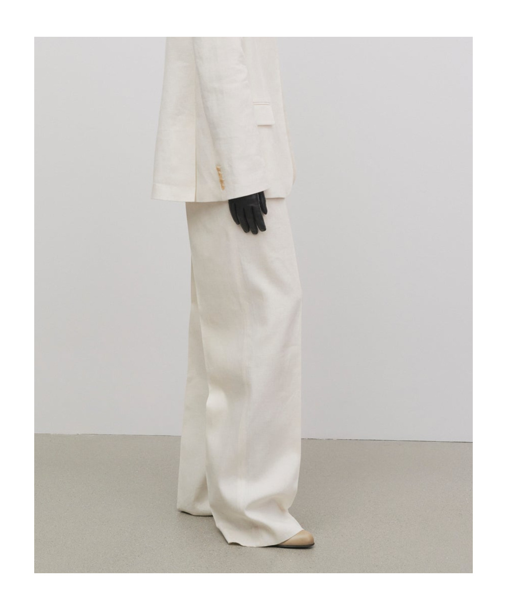 The Row White Linen Wide Trousers