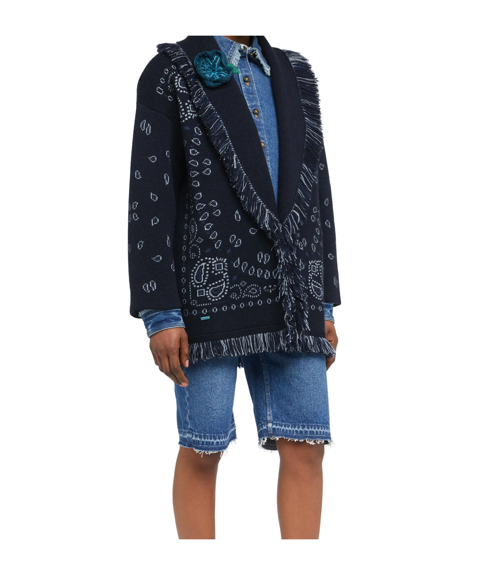 Alanui Jacquard Bandana Cardigan Clothing In Blue