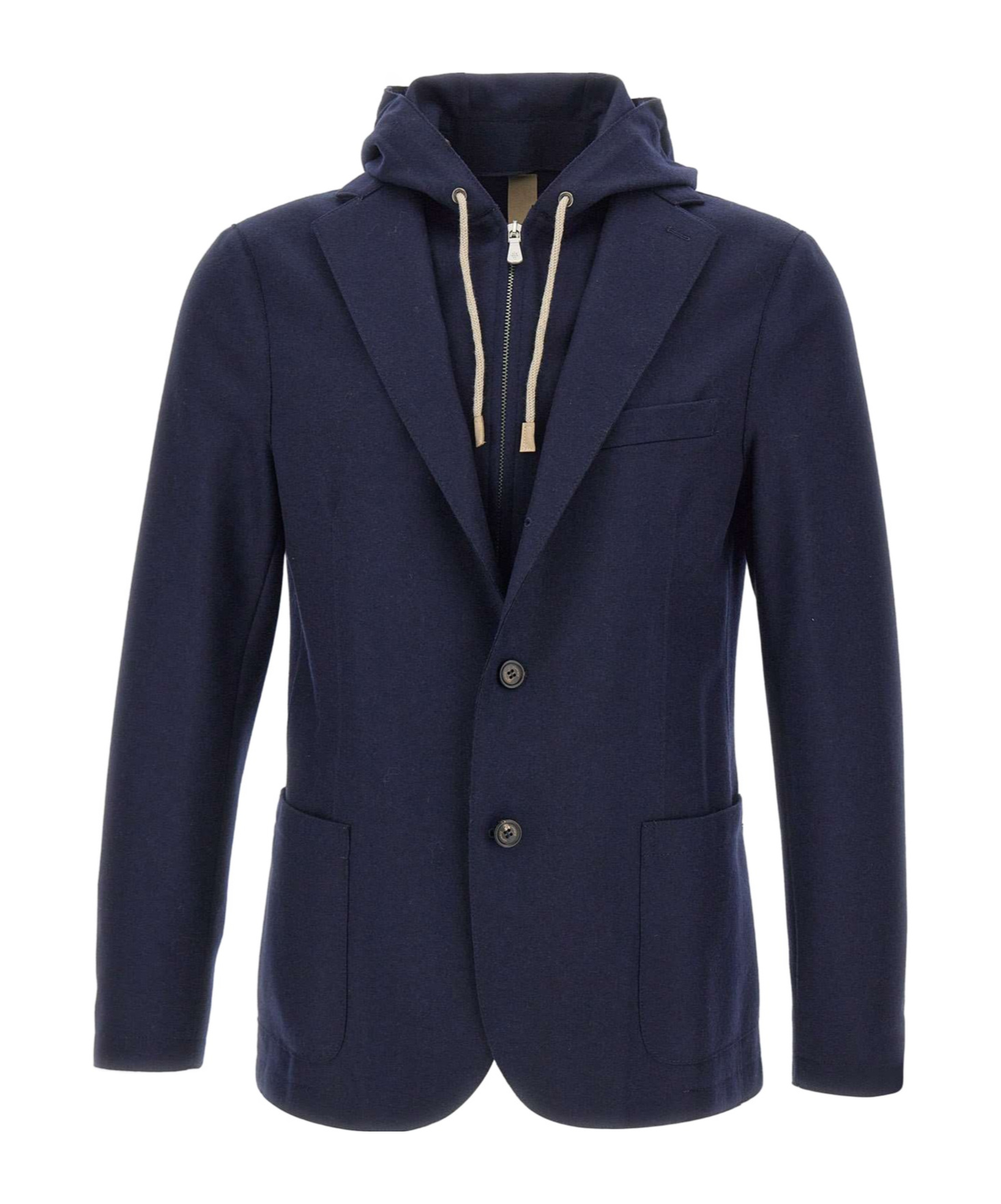 Eleventy Hooded Jacket With Front Pockets And Long Sleeves In Black