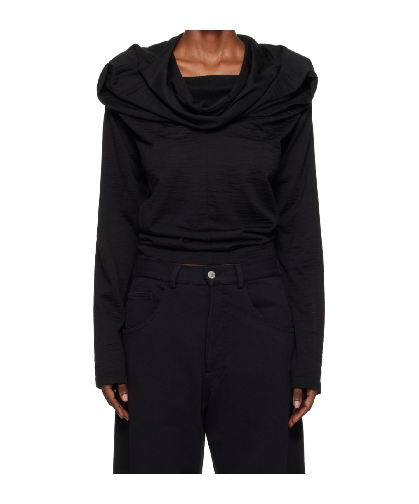 Mm6 Maison Margiela Hooded Long-sleeve Jumper In Black