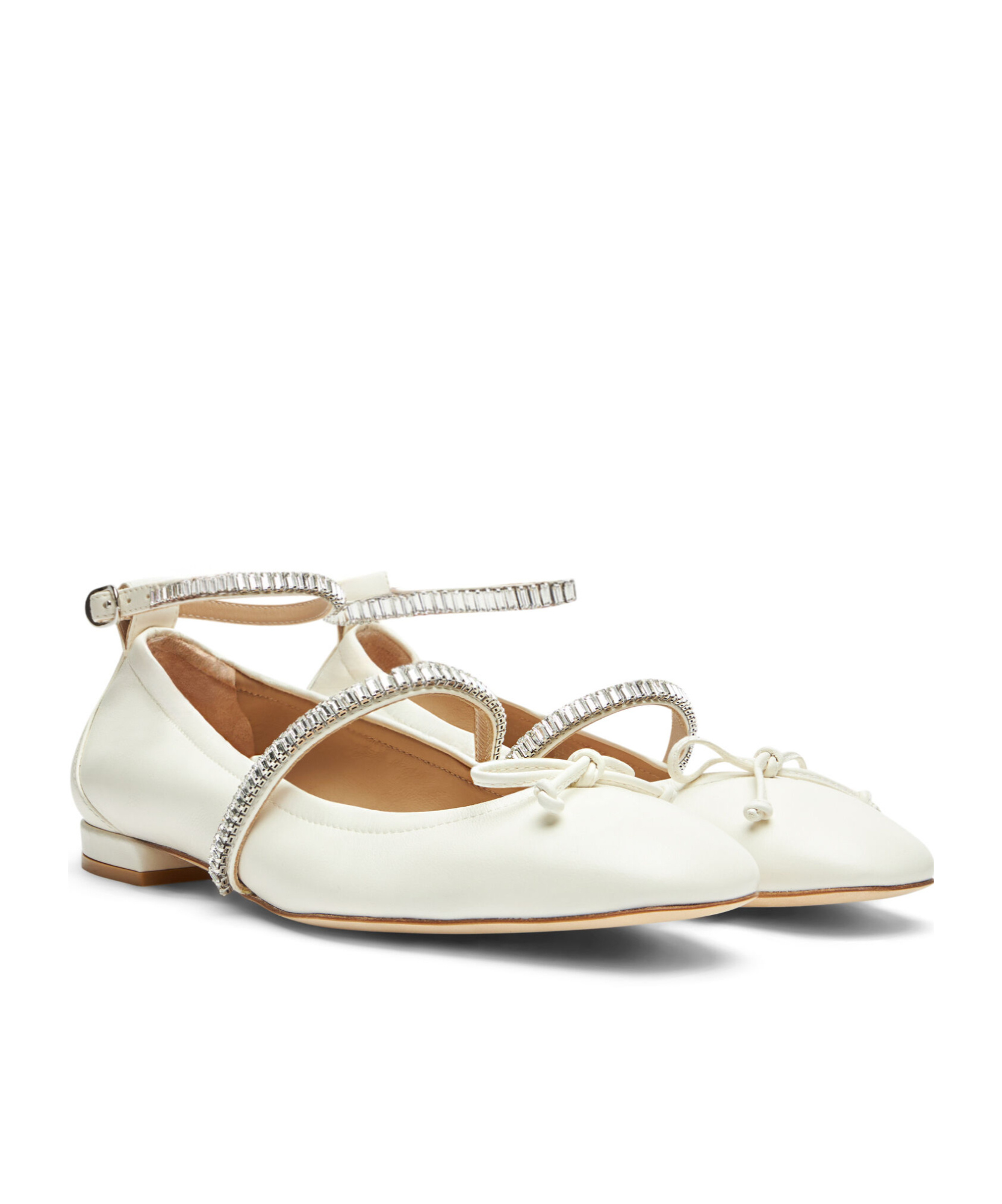 Stuart Weitzman Stefanie Ballet Flats In White