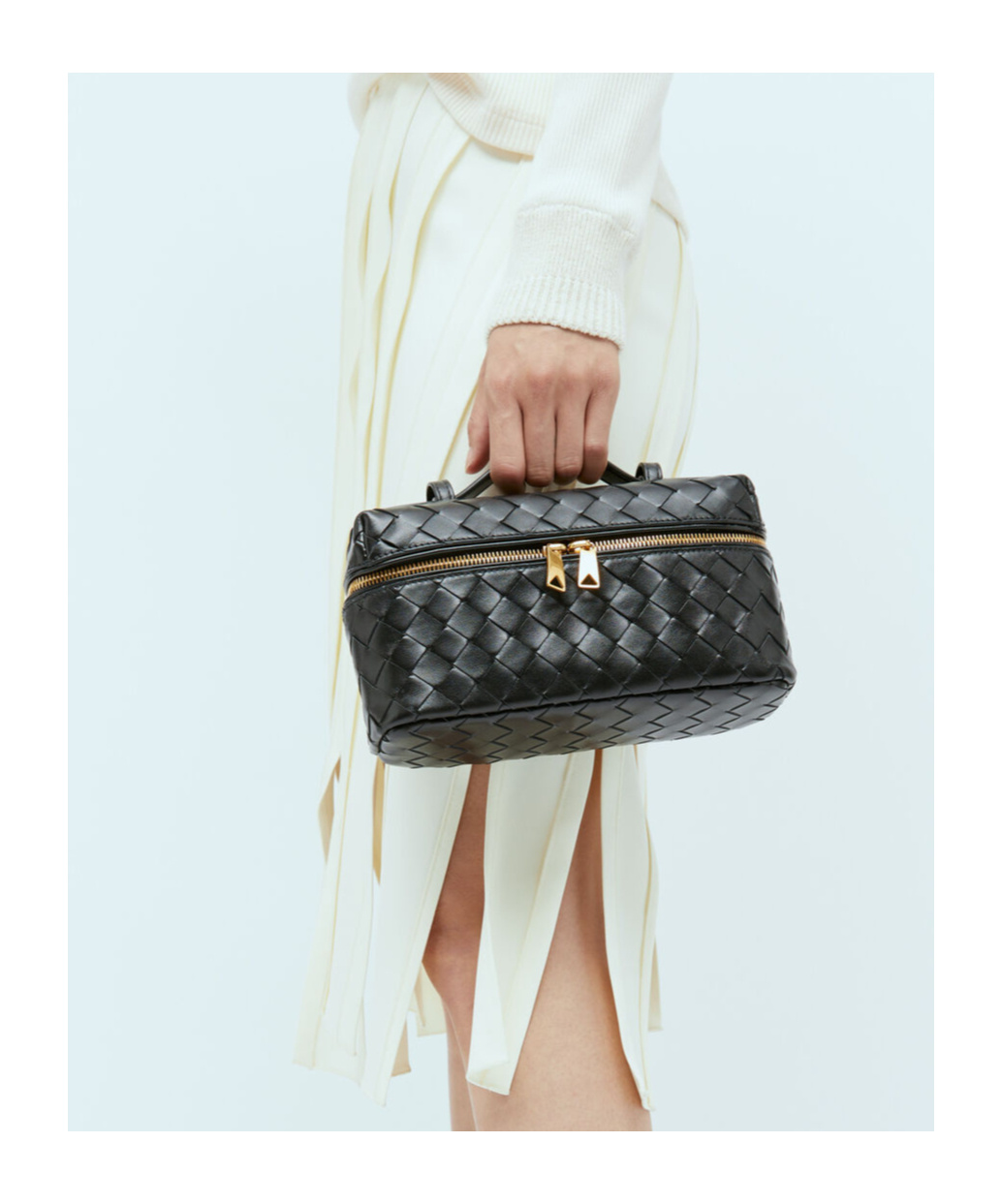 Bottega Veneta Bang Bang Vanity Intrecciato Leather Tote In Black