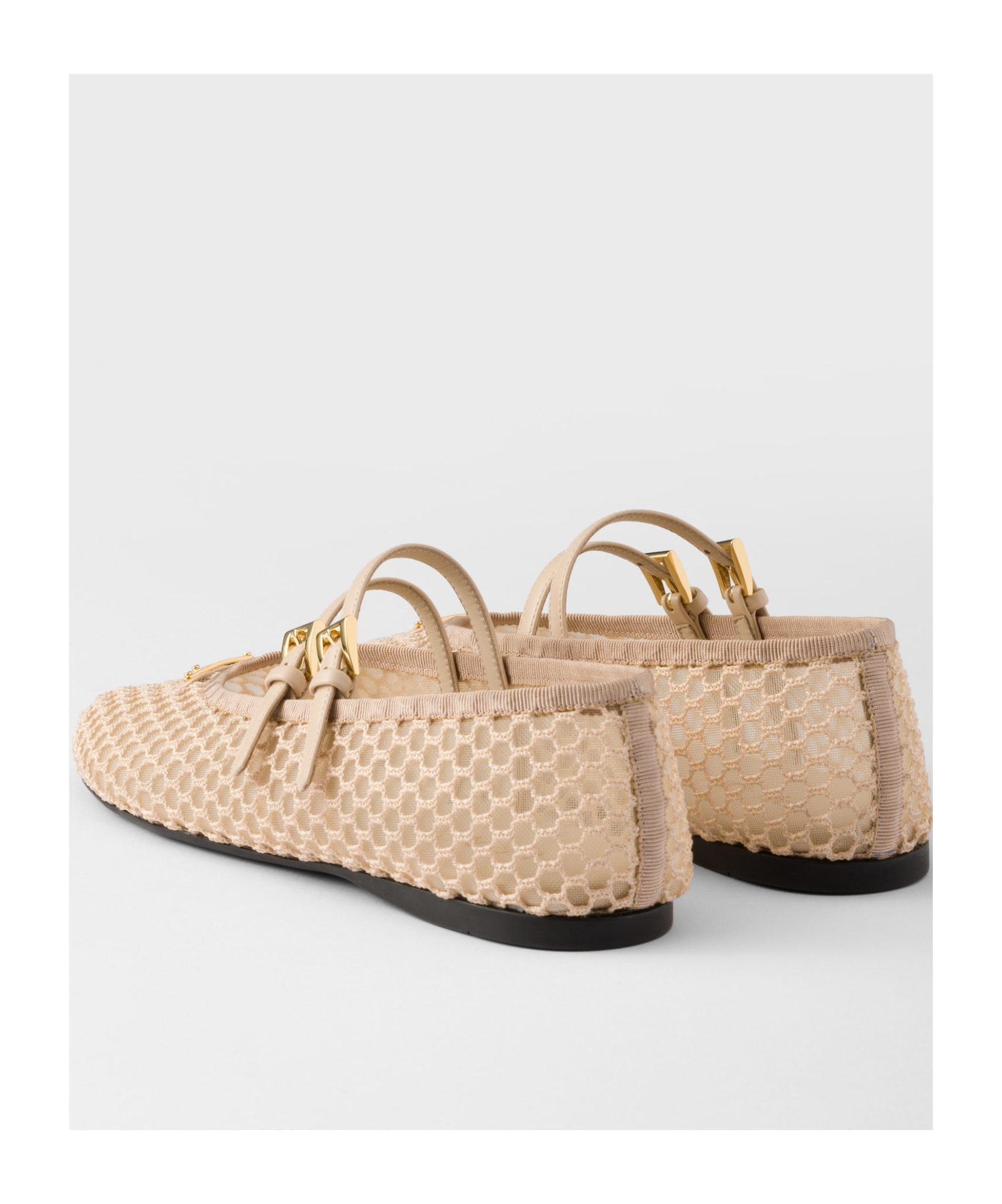 Shop Prada Mesh Fabric Ballerinas In Nude