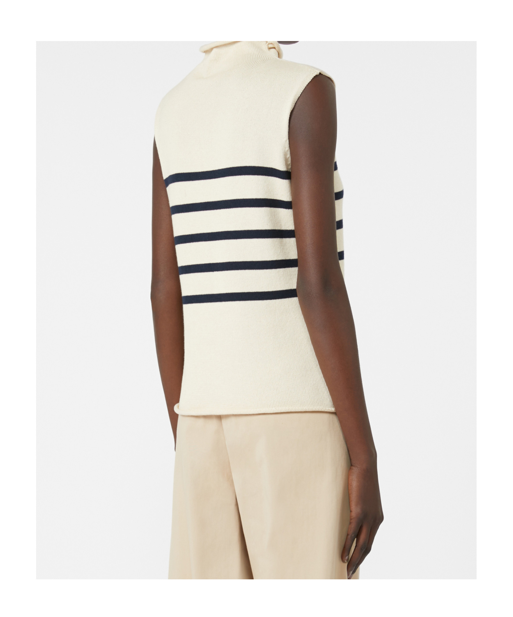 Weekend Max Mara Trofeo Placed Stripe Sleevless Cotton Sweater In White