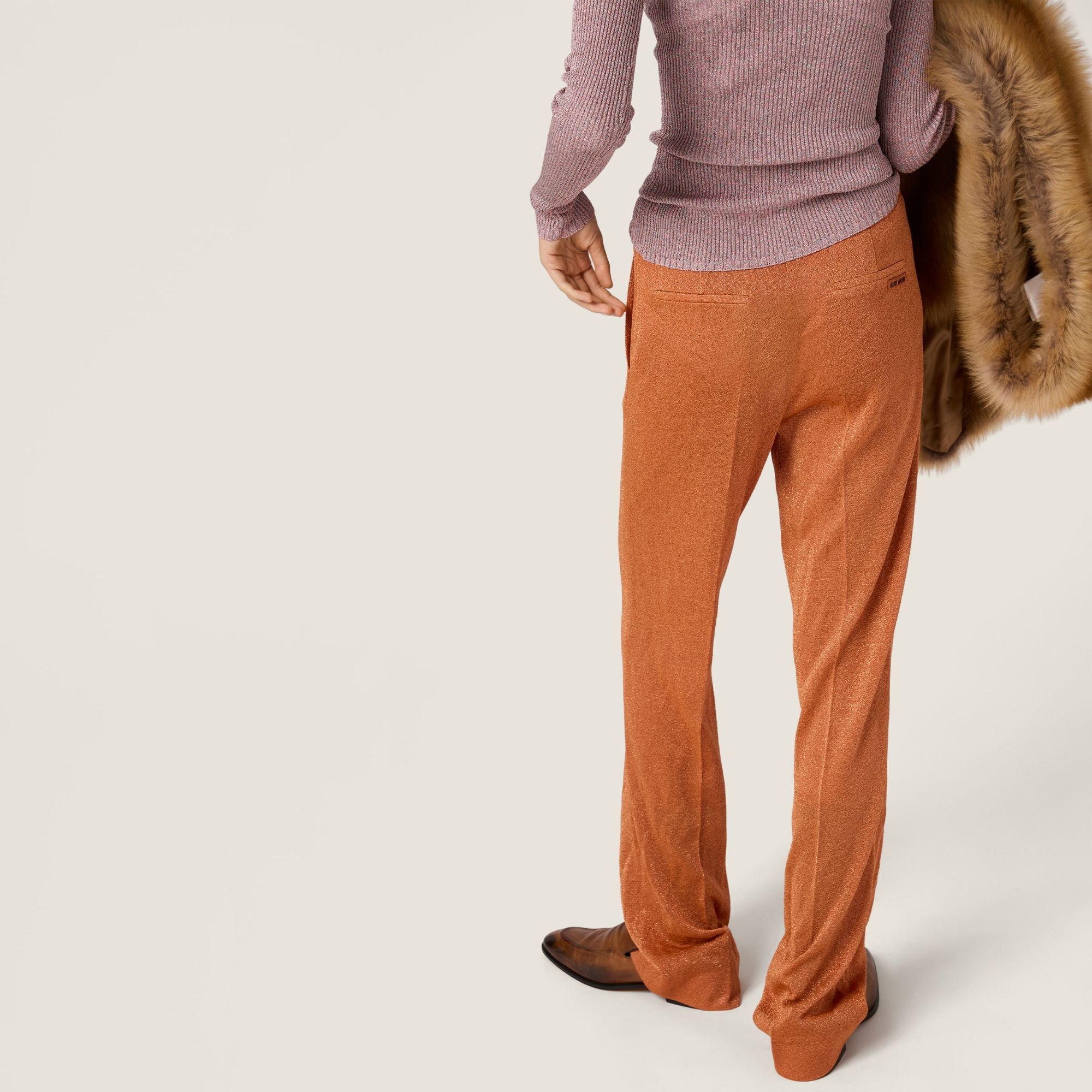 Miu Miu Lurex Pants In Orange