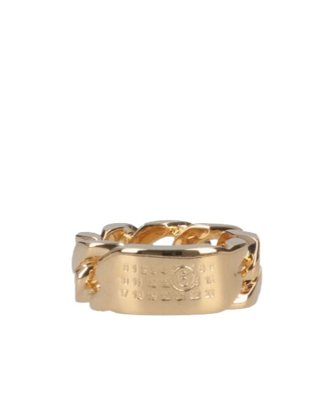 Mm6 Maison Margiela Minimal Chain-link Ring In Yellow