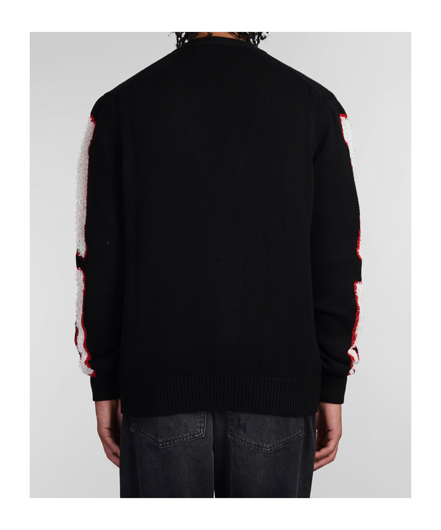 Amiri Black Cardigan With Bones Motif And Logo In Black