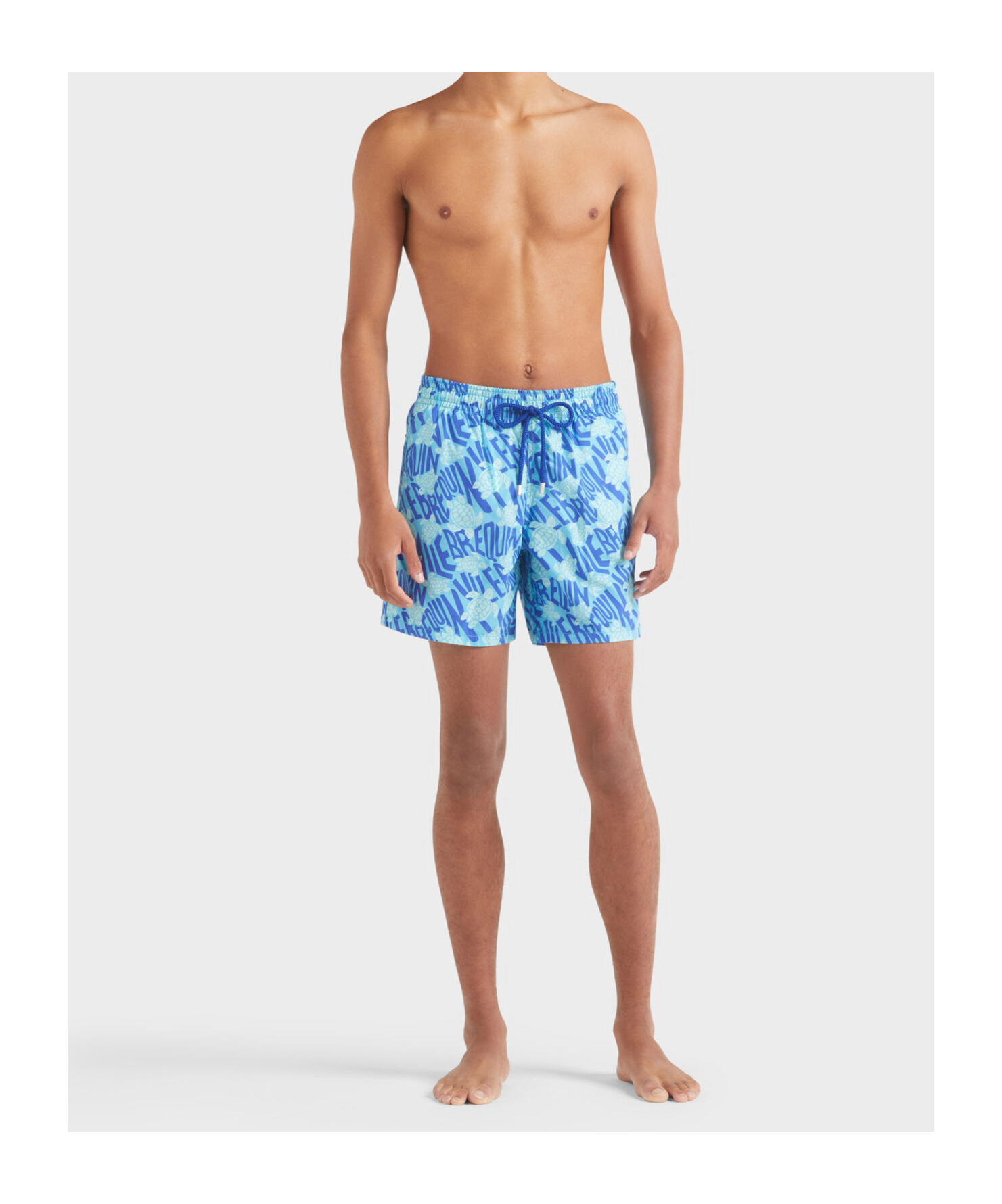Vilebrequin Printed Recycled Polyamide Swim Shorts In Blue Topaz/blue